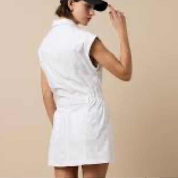American Eagle White Poplin Button Down Cap Sleeves Utility Mini Dress Size XL - Picture 17 of 17